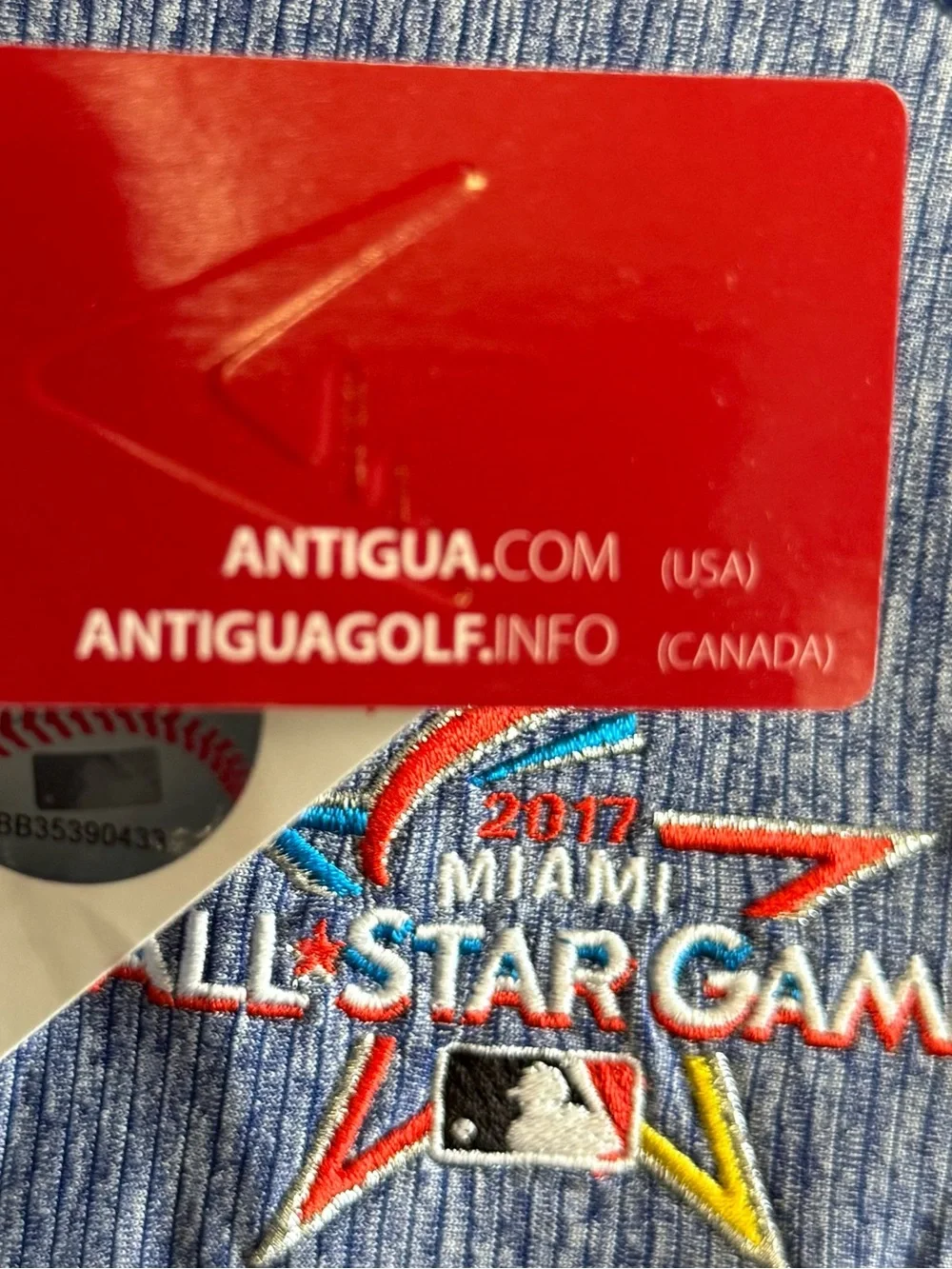 Antigua Blue Heather Quarter-Zip Pullover Miami MLB All-Star Logo Mens Size XL